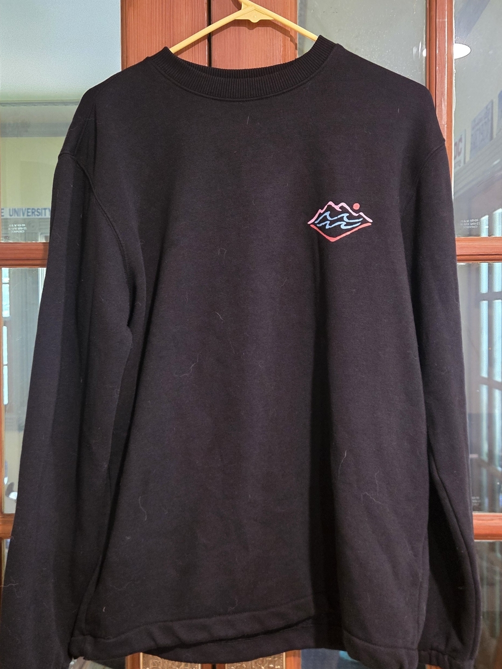 Billabong Black Crew Sweatshirt with Pink & Blue Wave Patch